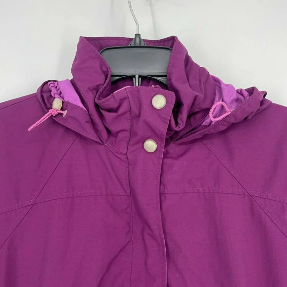 L.L Bean Jacket Women's S Purple Hooded Full Zipped Snap Long Sleeve Windbreaker - Picture 5 of 11